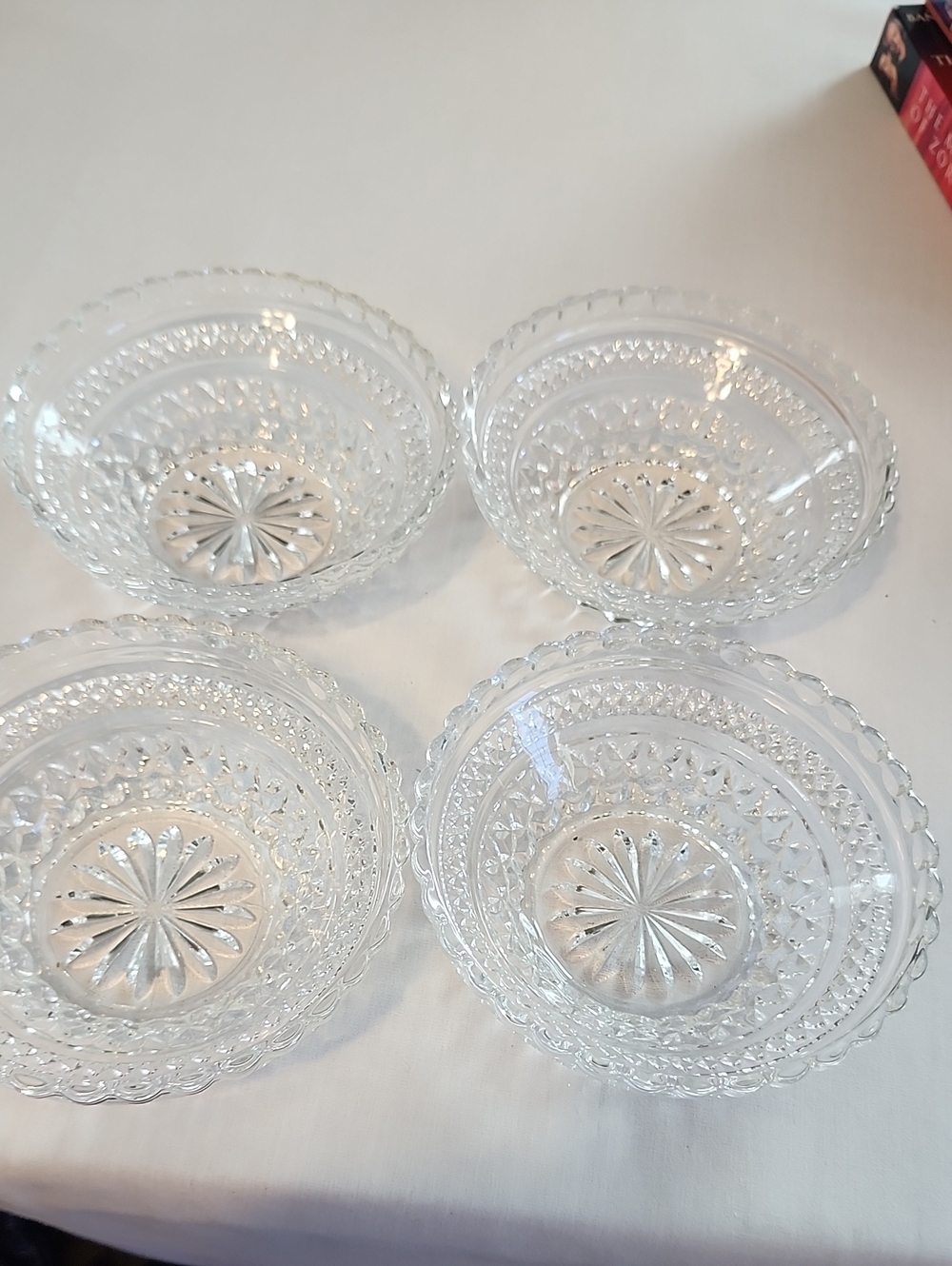 Vintage Anchor Hocking Wexford bowls. Clear Glass Serving/Dessert/Fruit/Dips